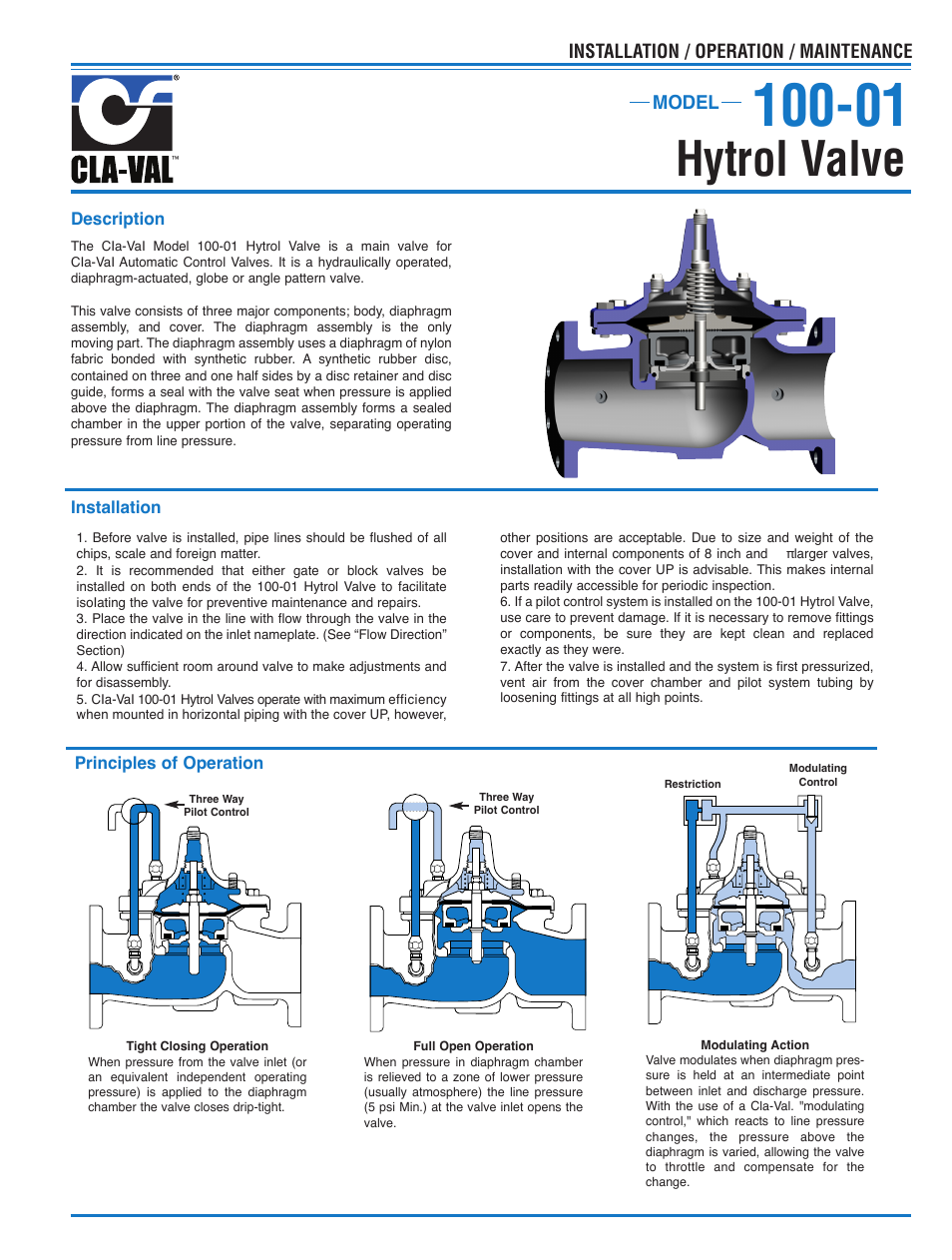 Hytrol valve | Cla-Val 52-01/652-01 User Manual | Page 4 / 22