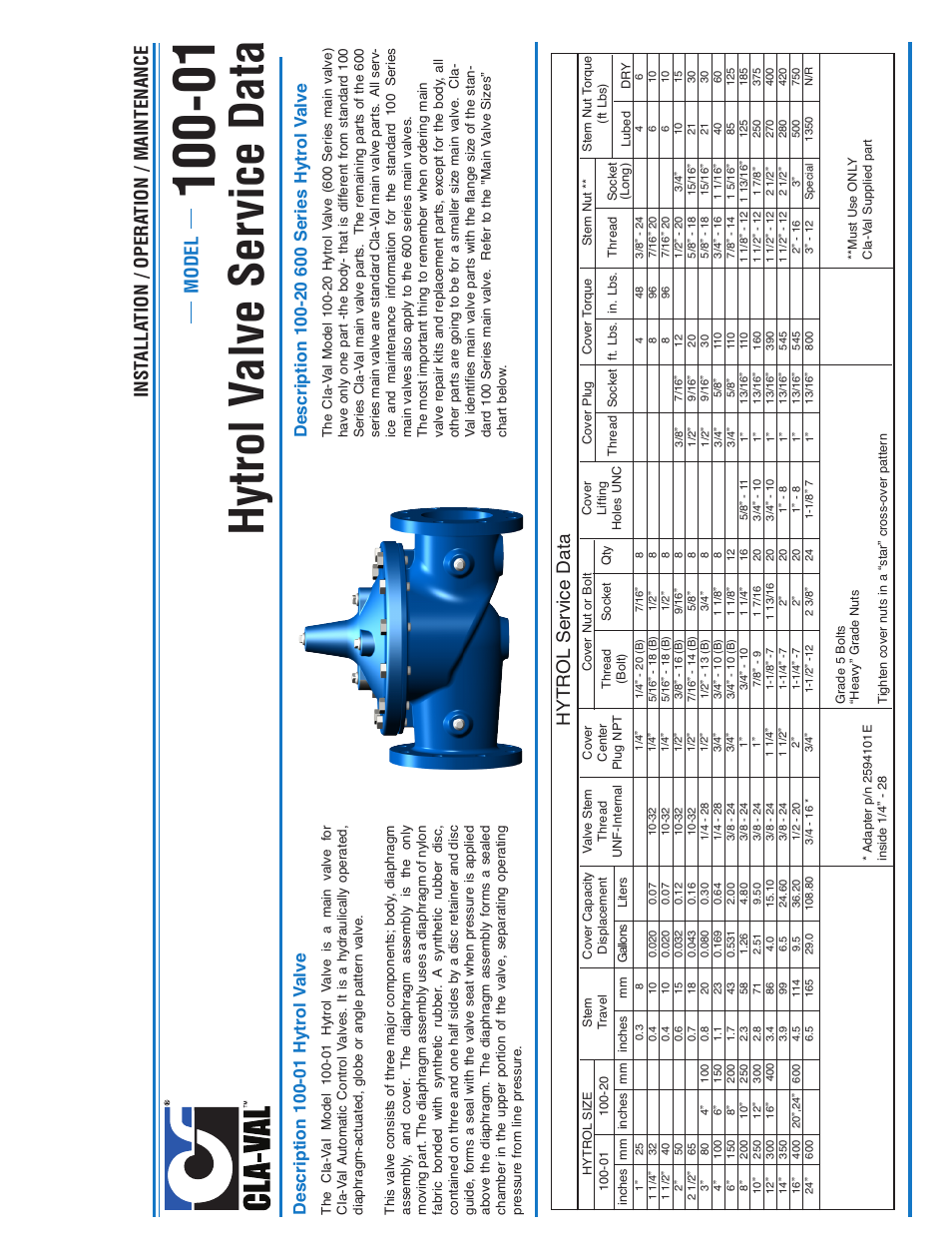 Hytrol v alve ser vice data, Model inst alla tion / opera tion / maintenance, Hytrol service data | Cla-Val 52-03/652-03 User Manual | Page 14 / 36
