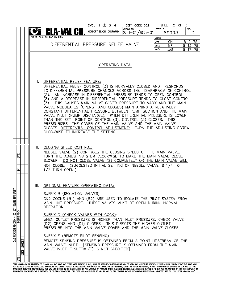 Cla-Val 250-01/605-01 User Manual | Page 3 / 29