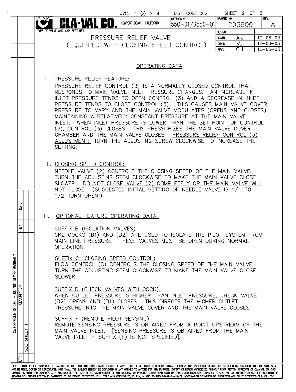 Cla-Val 550-01/6550-01 Technical Manual User Manual | Page 3 / 20