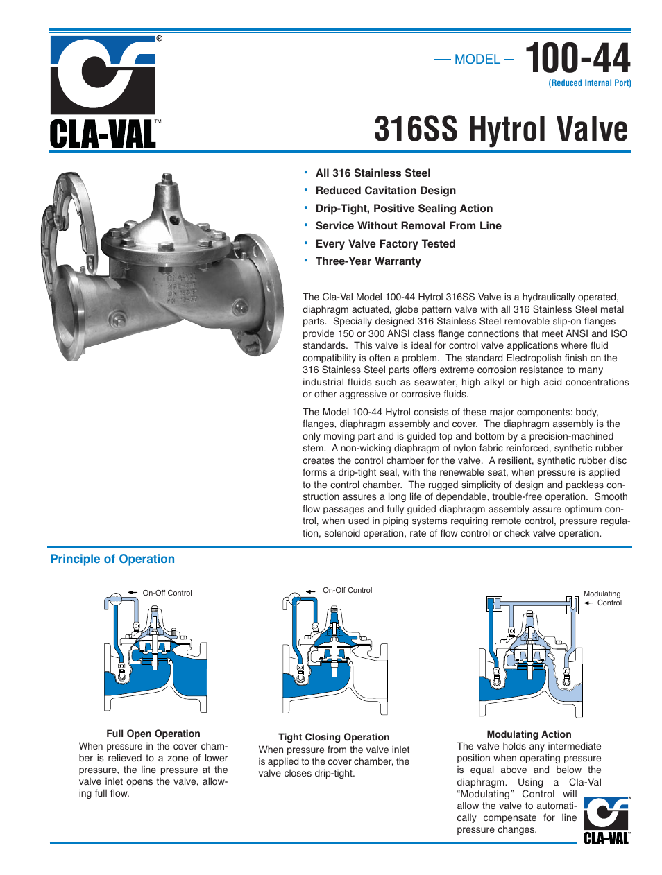 316ss hytrol valve | Cla-Val 550-01/6550-01 Technical Manual User Manual | Page 5 / 20