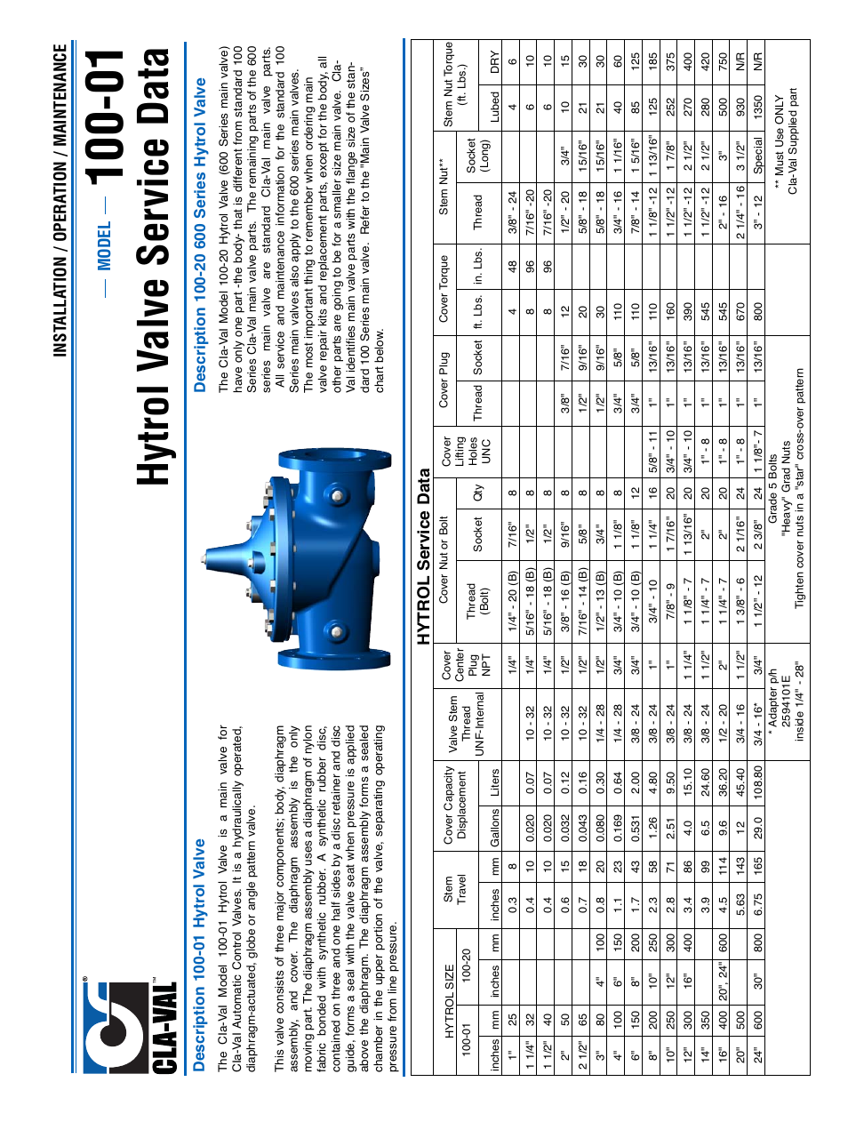Hytrol v alve ser vice data, Model inst alla tion / opera tion / maintenance, Hytrol service data | Cla-Val 58-01/658-01 Technical Manual User Manual | Page 15 / 40