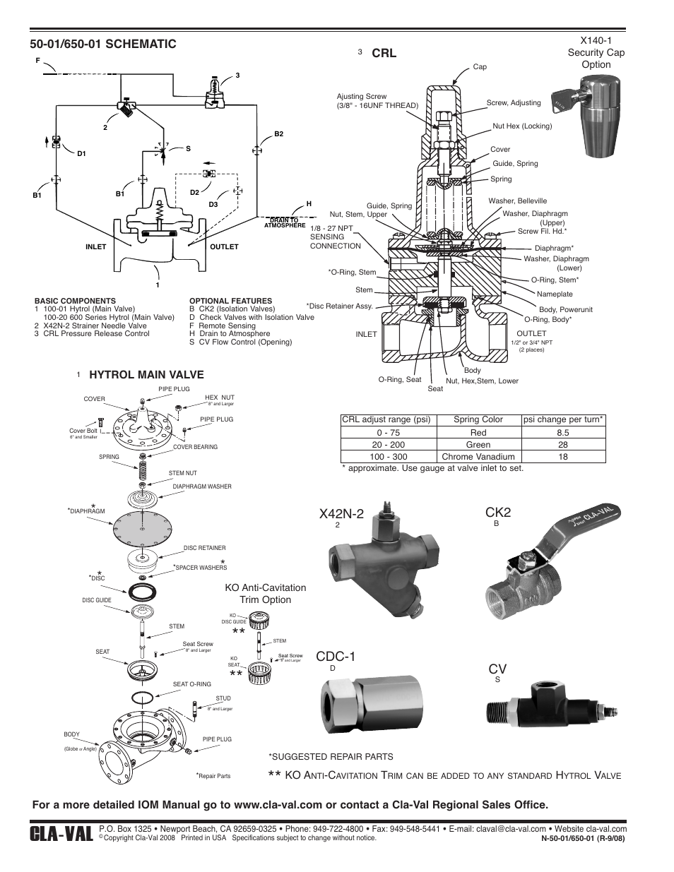Cla-val, X42n-2 ck2, Cv cdc-1 | Hytrol main valve, Ko a | Cla-Val 50-01/650-01 Quick Manual User Manual | Page 2 / 2