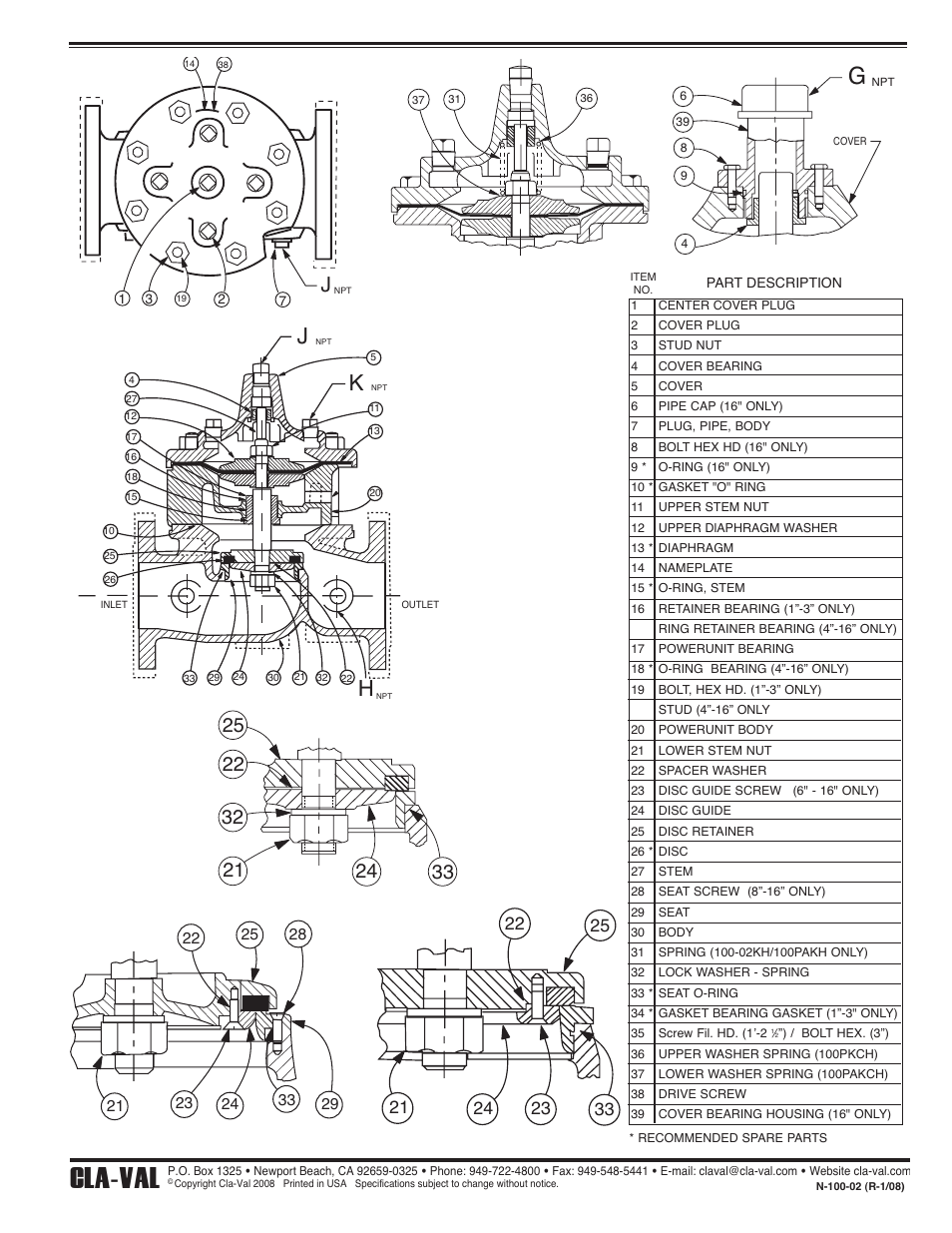 Cla-val | Cla-Val 100-02 Quick Manual User Manual | Page 6 / 6