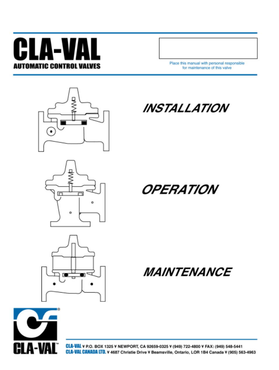 Cla-Val 7100 Technical Manual User Manual | 9 pages