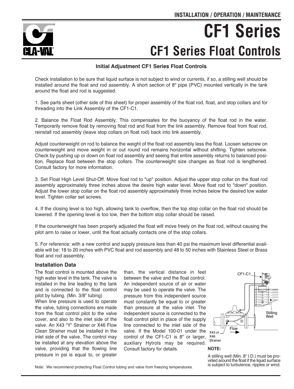 Cf1 series, Cf1 series float controls | Cla-Val 124-01/624-01 Technical Manual User Manual | Page 19 / 32