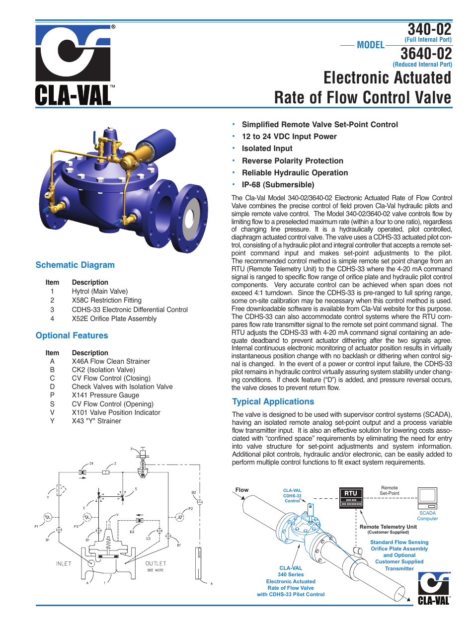 Electronic actuated rate of flow control valve, Model | Cla-Val 340-02/3640-02 User Manual | Page 5 / 36