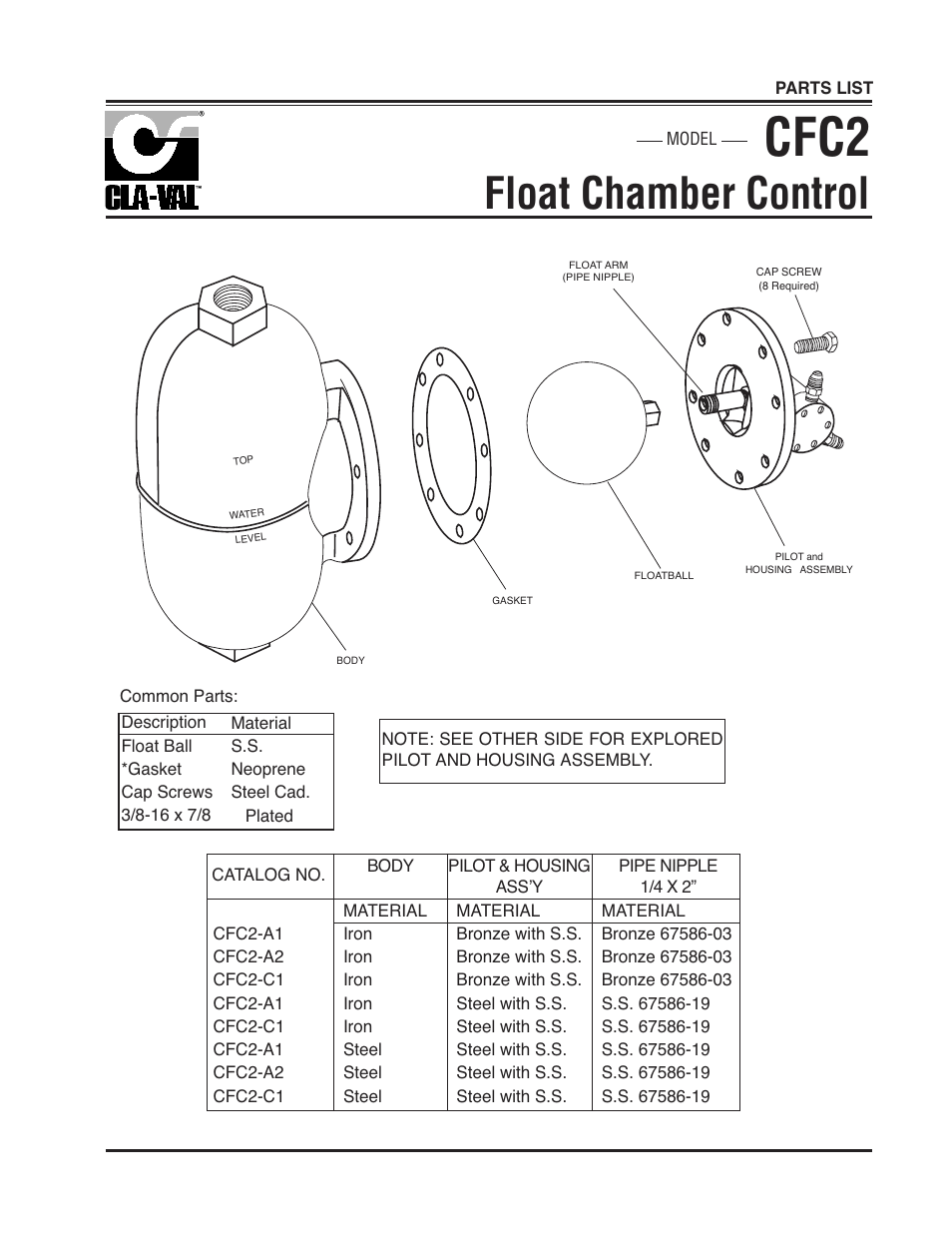 Cfc2, Float chamber control | Cla-Val CFC2 User Manual | Page 4 / 5