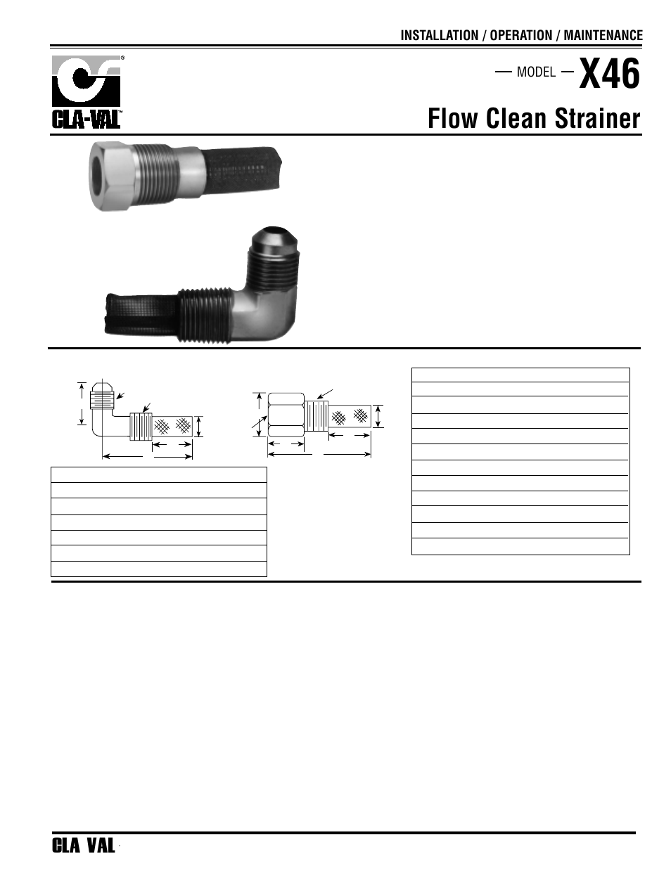 Flow clean strainer, Cla - val, Dimensions | Model installation / operation / maintenance | Cla-Val 129-01/629-01 User Manual | Page 19 / 28