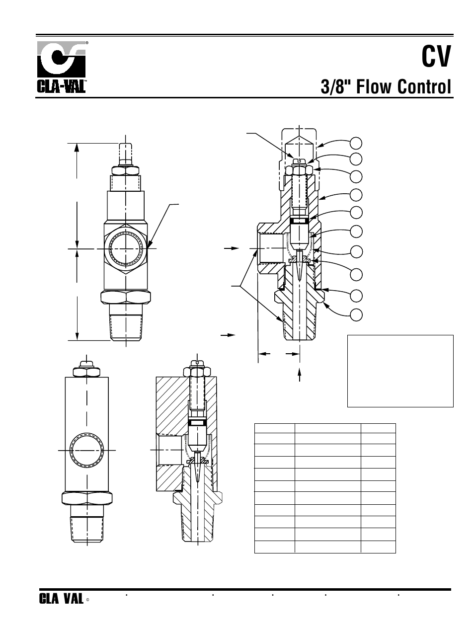 3/8" flow control, Cla - val, When ordering parts, please specify | Parts list | Cla-Val 129-01/629-01 User Manual | Page 22 / 28