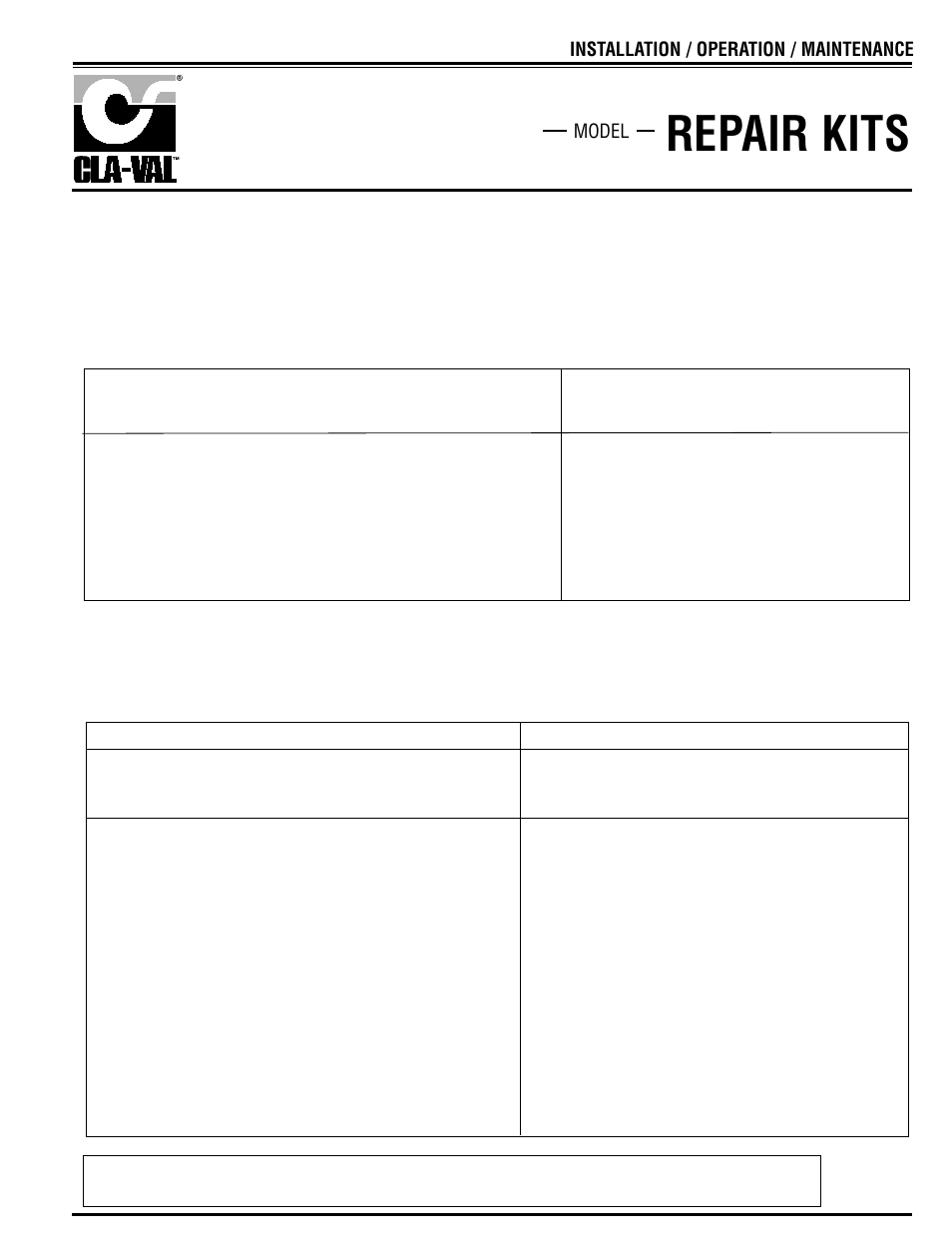 Repair kits | Cla-Val 129-01/629-01 User Manual | Page 27 / 28