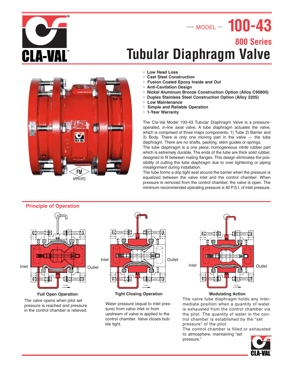 Cla-Val 100-43 800 Series User Manual | 2 pages