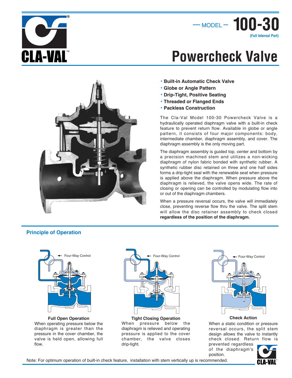 Cla-Val 100-30 User Manual | 4 pages