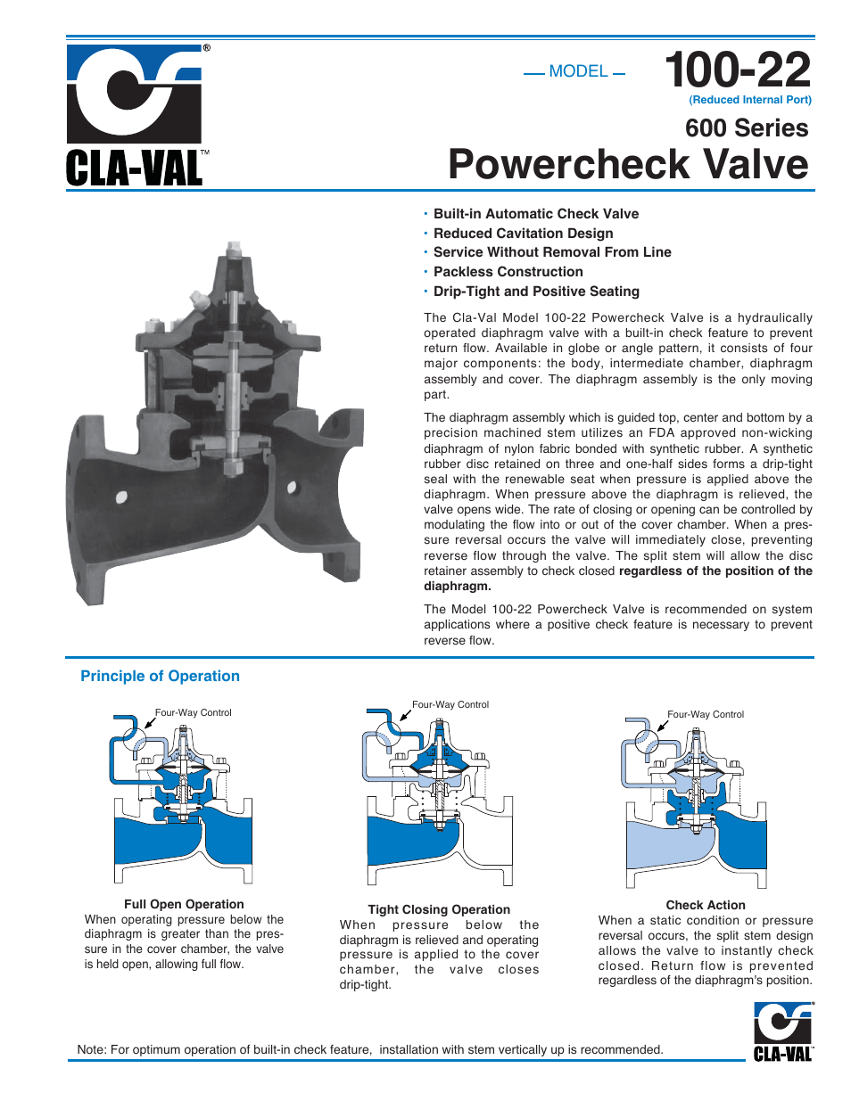 Cla-Val 100-22 600 Series User Manual | 4 pages