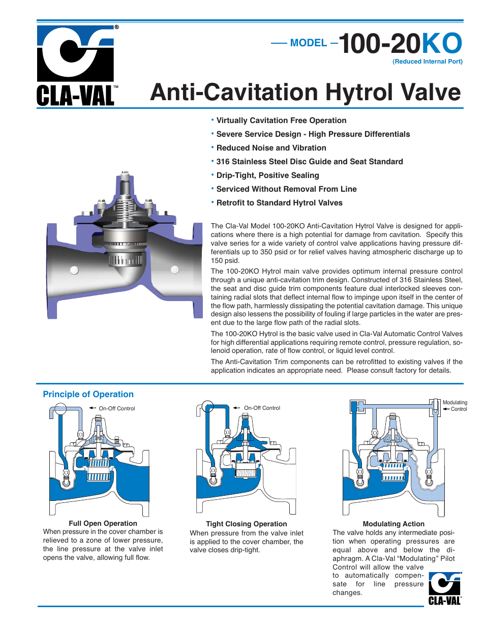 Cla-Val 100-20KO User Manual | 4 pages