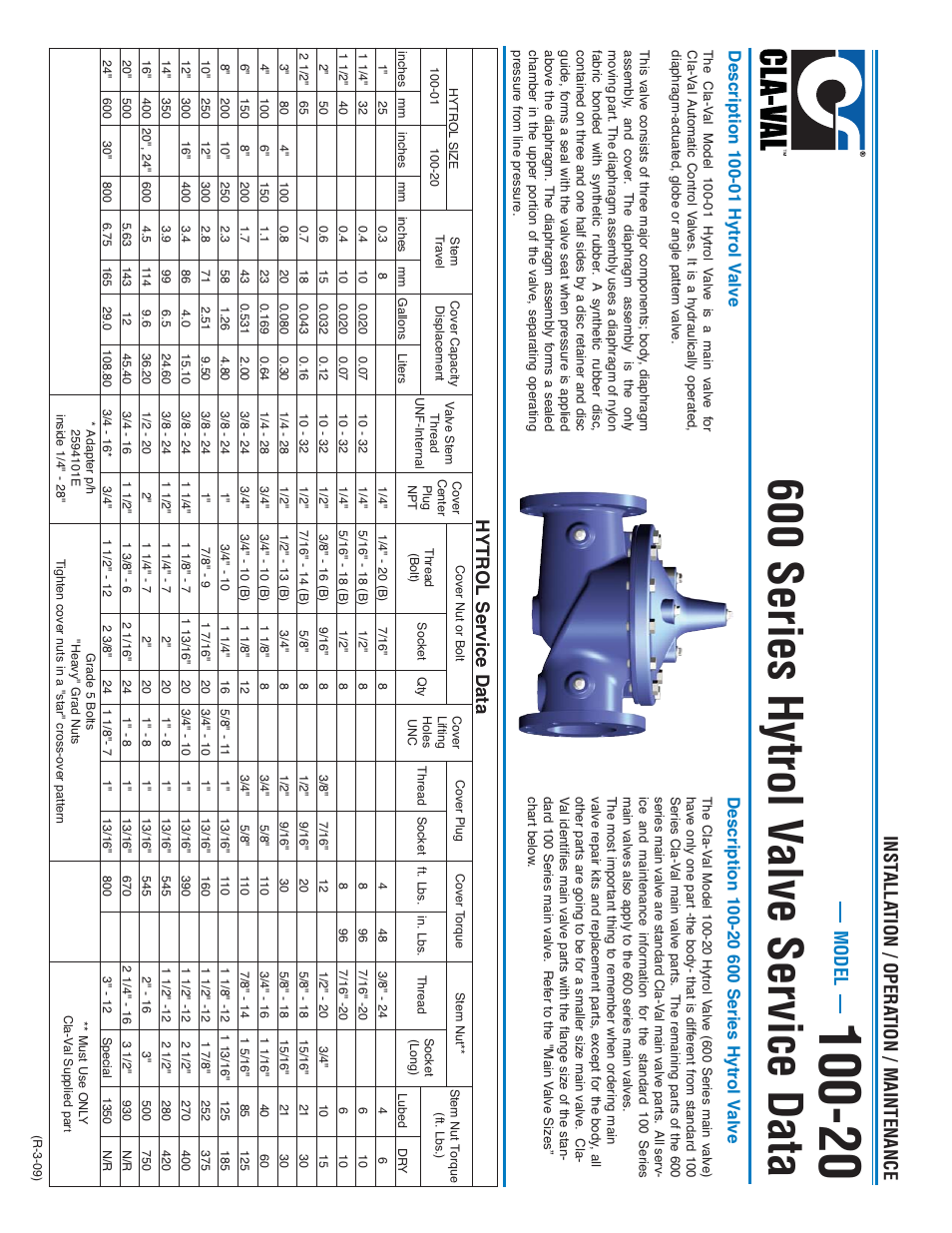 N-100-20 8 pgs new_2, 600 series hytrol v alve ser vice data, Model inst a lla tion / opera tion / maintenance | Hytrol service data | Cla-Val 100-20 600 Series User Manual | Page 8 / 8