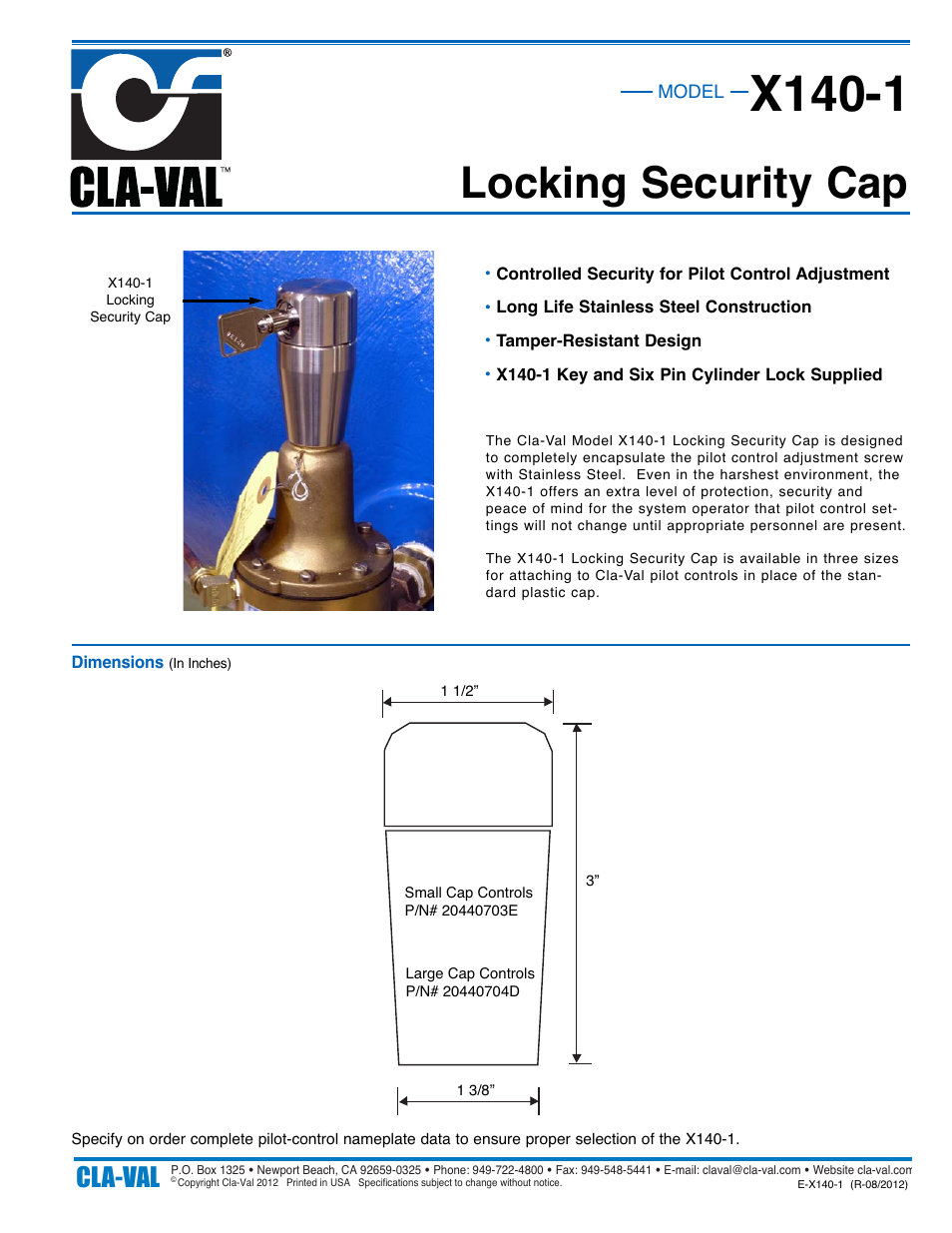 Cla-Val X140-1 User Manual | 1 page