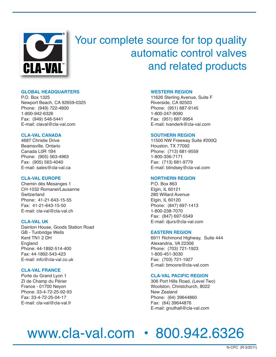 Cla-Val CPC User Manual | Page 12 / 12
