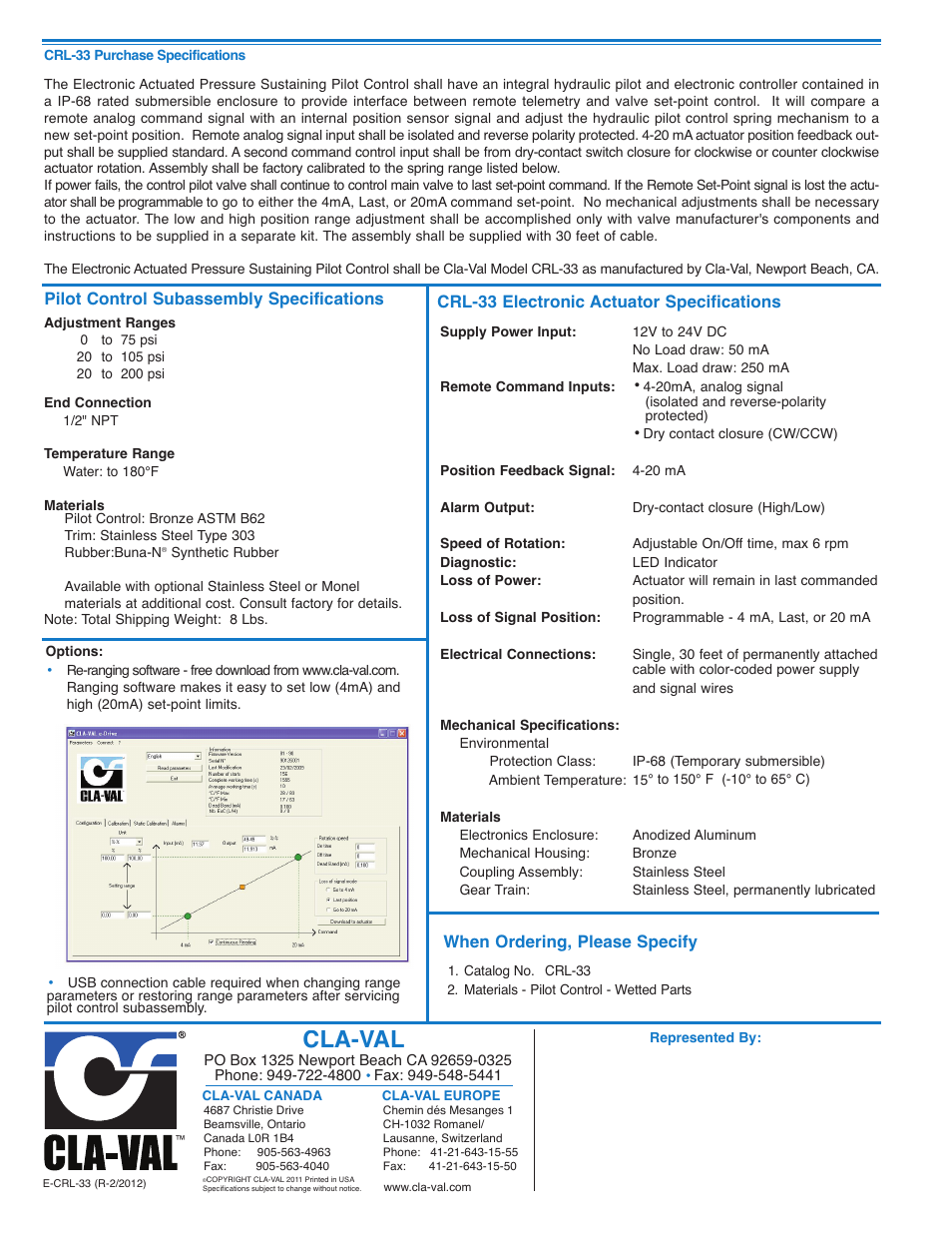E-crl-33_2009_2, Cla-val | Cla-Val CRL-33 User Manual | Page 2 / 2