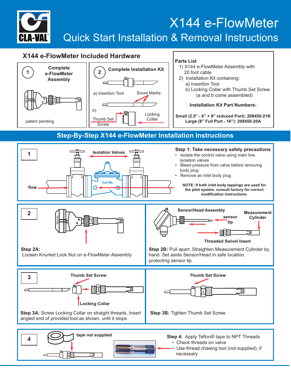 Cla-Val X144 Quick Manual User Manual | 4 pages