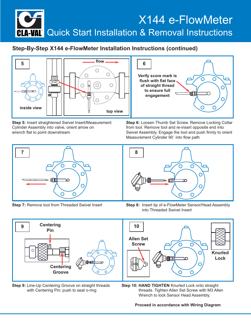 X144 e-flowmeter, Quick start installation & removal instructions | Cla-Val X144 Quick Manual User Manual | Page 2 / 4