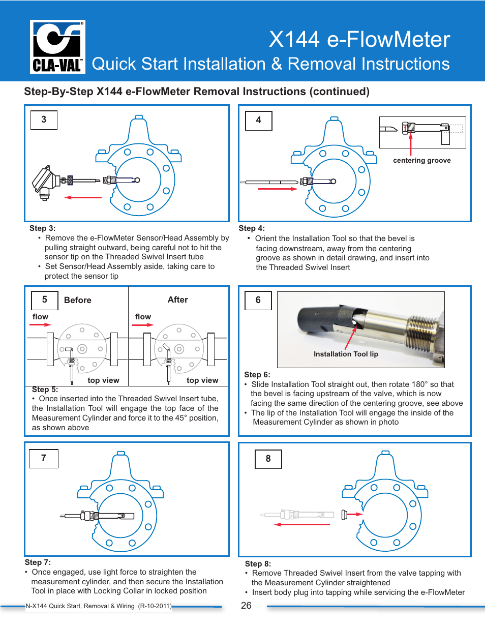 N-x144_iom_29, X144 e-flowmeter, Quick start installation & removal instructions | Cla-Val X144 Technical Manual User Manual | Page 29 / 30