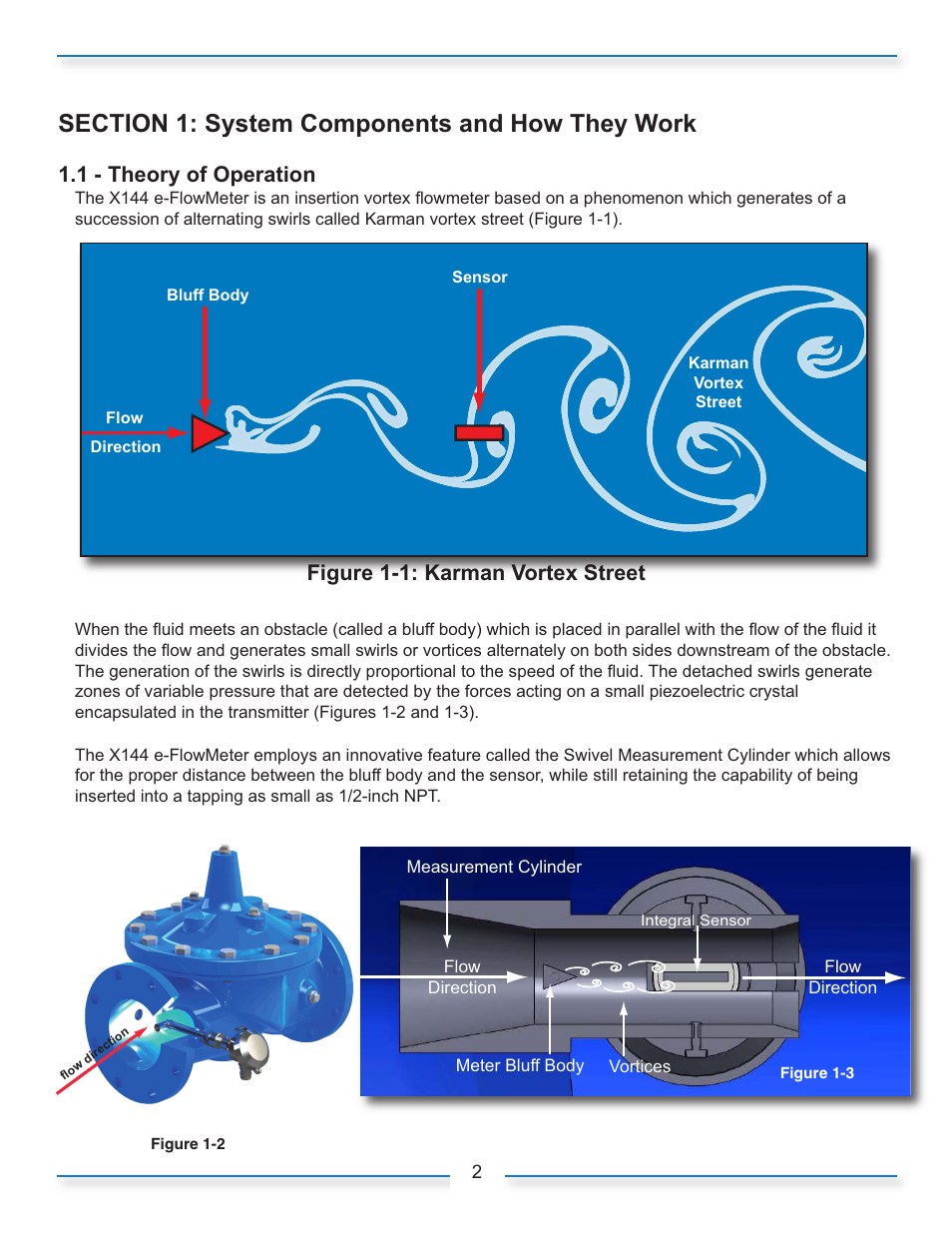 N-x144_iom_05, 1 - theory of operation, Figure 1-1: karman vortex street | Cla-Val X144 Technical Manual User Manual | Page 5 / 30