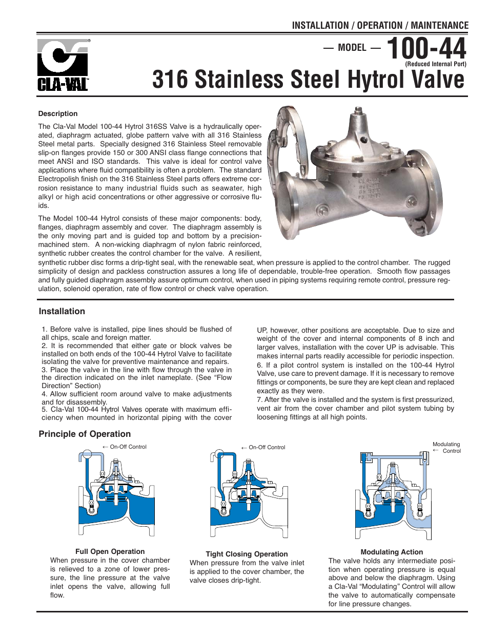 Cla-Val 100-44 User Manual | 6 pages