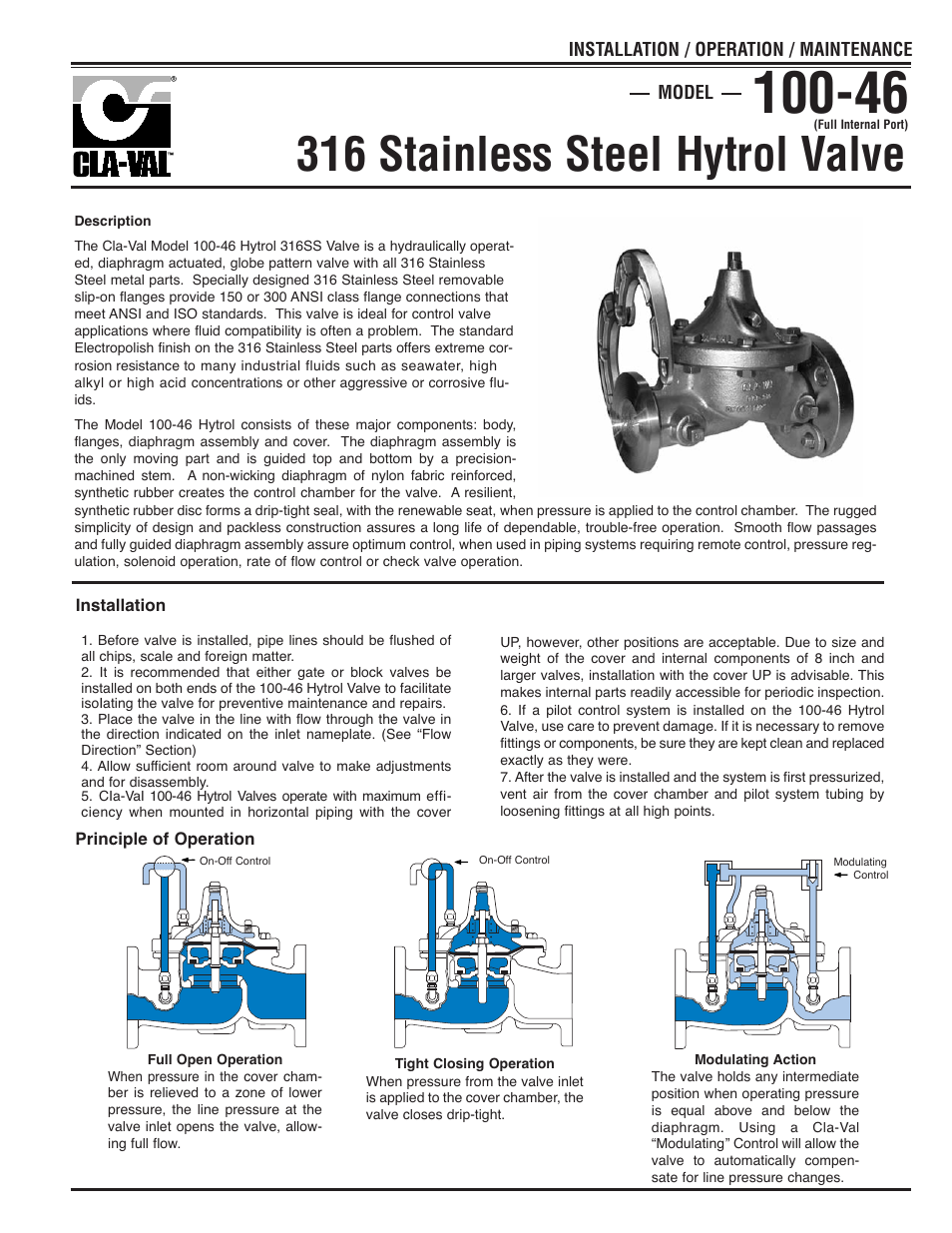 Cla-Val 100-46 User Manual | 6 pages