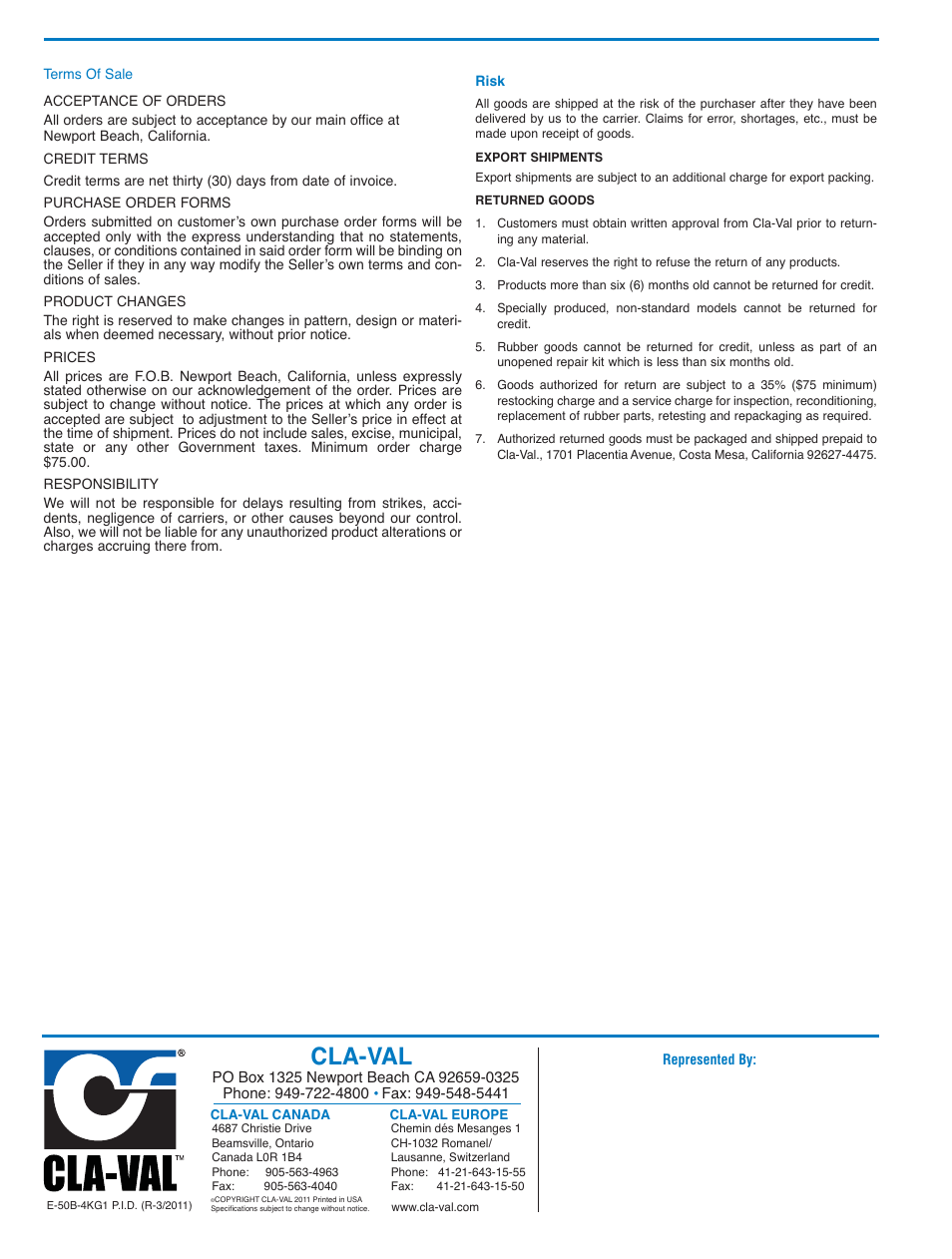 Cla-val | Cla-Val 50B-4KG1/2050B-4KG1 Technical Manual User Manual | Page 28 / 30