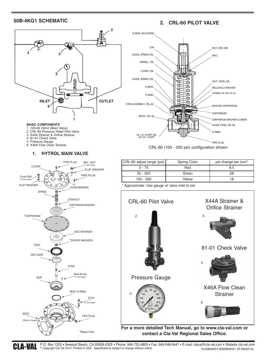 Cla-val, Pressure gauge, Crl-60 pilot valve | 01 check valve, Hytrol main valve | Cla-Val 50B-4KG1/2050B-4KG1 Technical Manual User Manual | Page 5 / 30