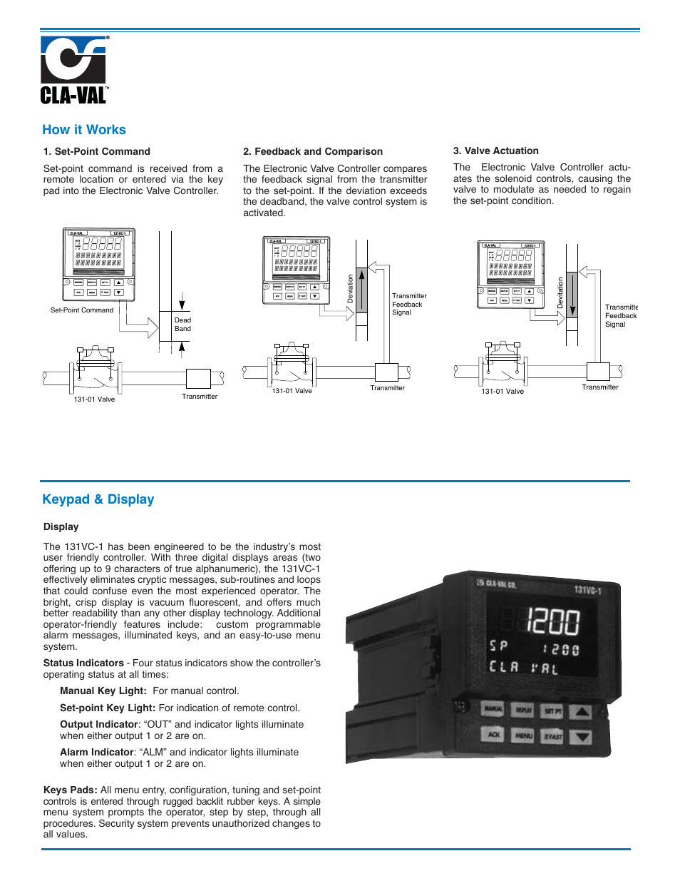 How it works, Keypad & display | Cla-Val 131VC Series User Manual | Page 2 / 8