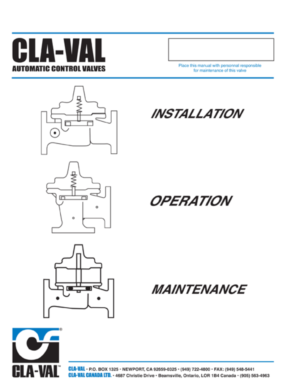 Cla-Val CRL & 55F User Manual | 3 pages