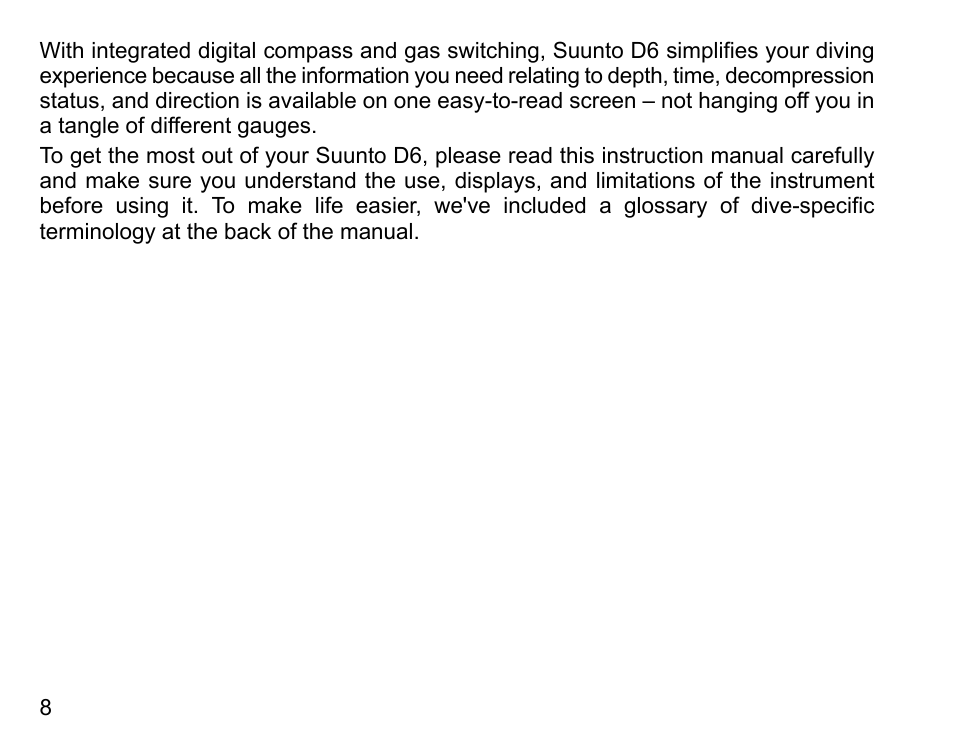 SUUNTO D6 User Manual | Page 8 / 109