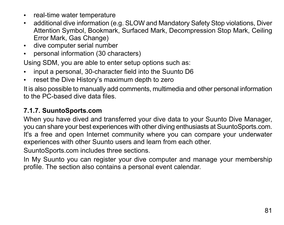 Suuntosports.com | SUUNTO D6 User Manual | Page 81 / 109