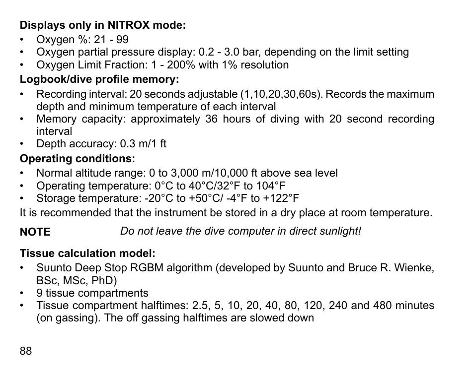 SUUNTO D6 User Manual | Page 88 / 109