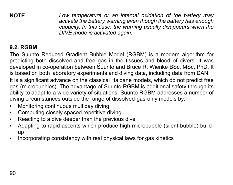 Rgbm | SUUNTO D6 User Manual | Page 90 / 109