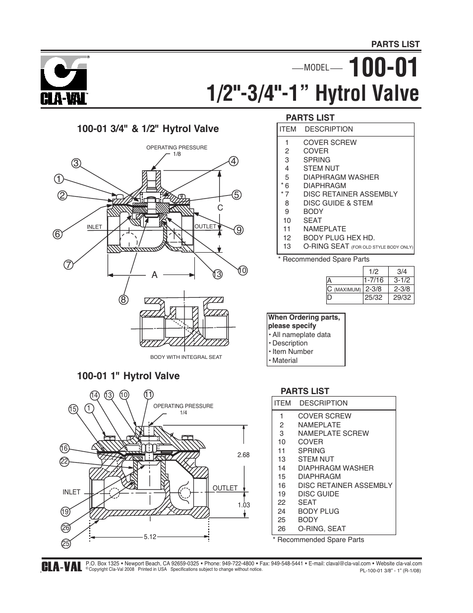 Cla-val | Cla-Val 414-01 User Manual | Page 10 / 14