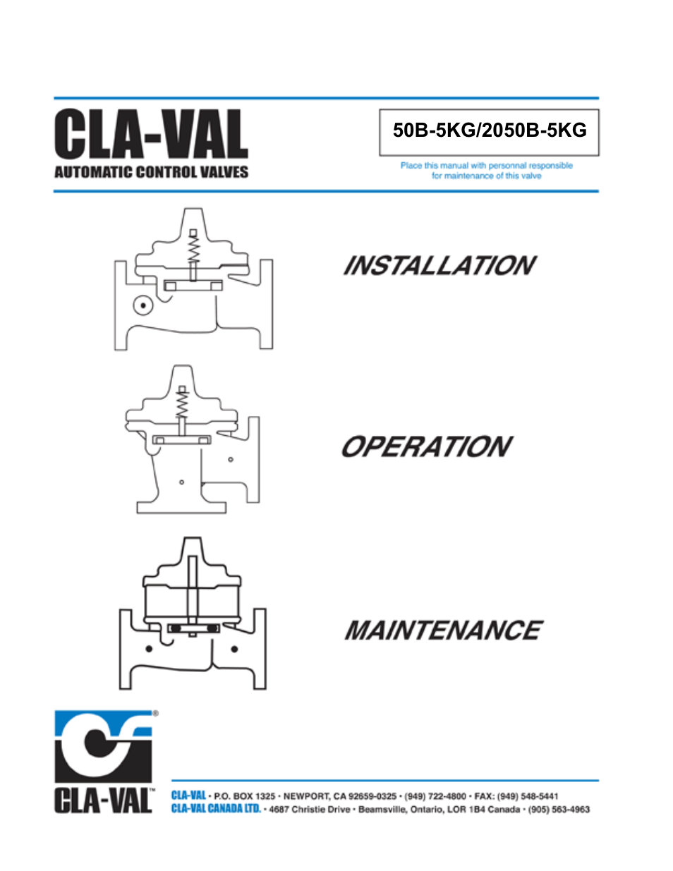 Cla-Val 50B-5KG User Manual | 27 pages