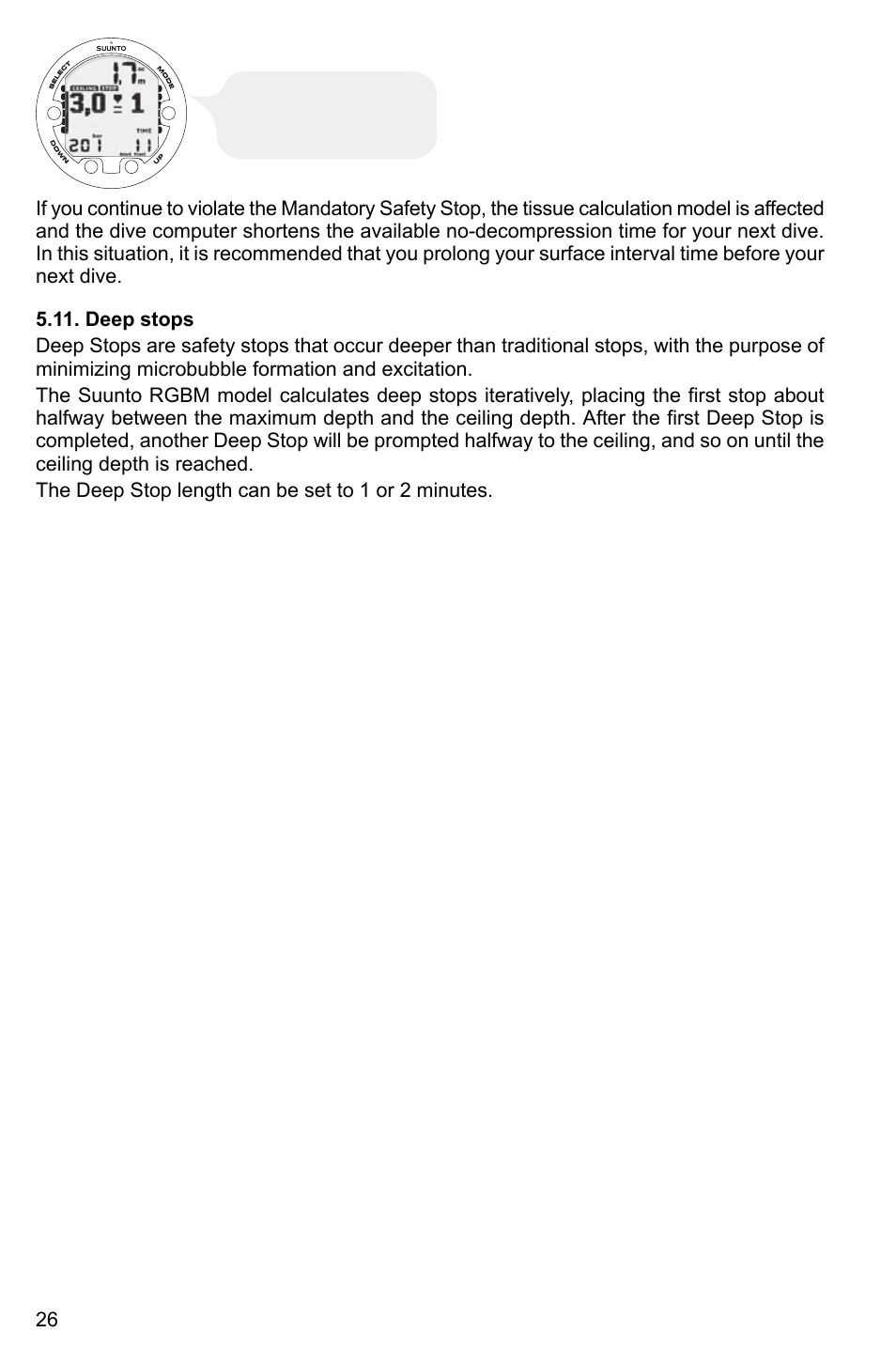 Deep stops | SUUNTO Cobra3 User Manual | Page 26 / 60