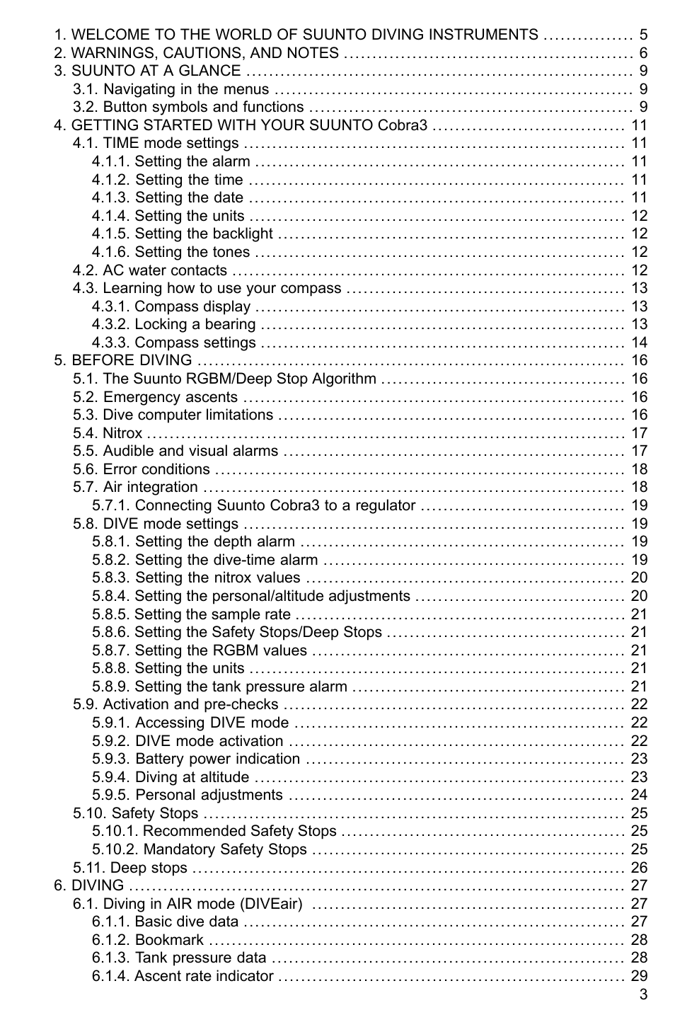 SUUNTO Cobra3 User Manual | Page 3 / 60