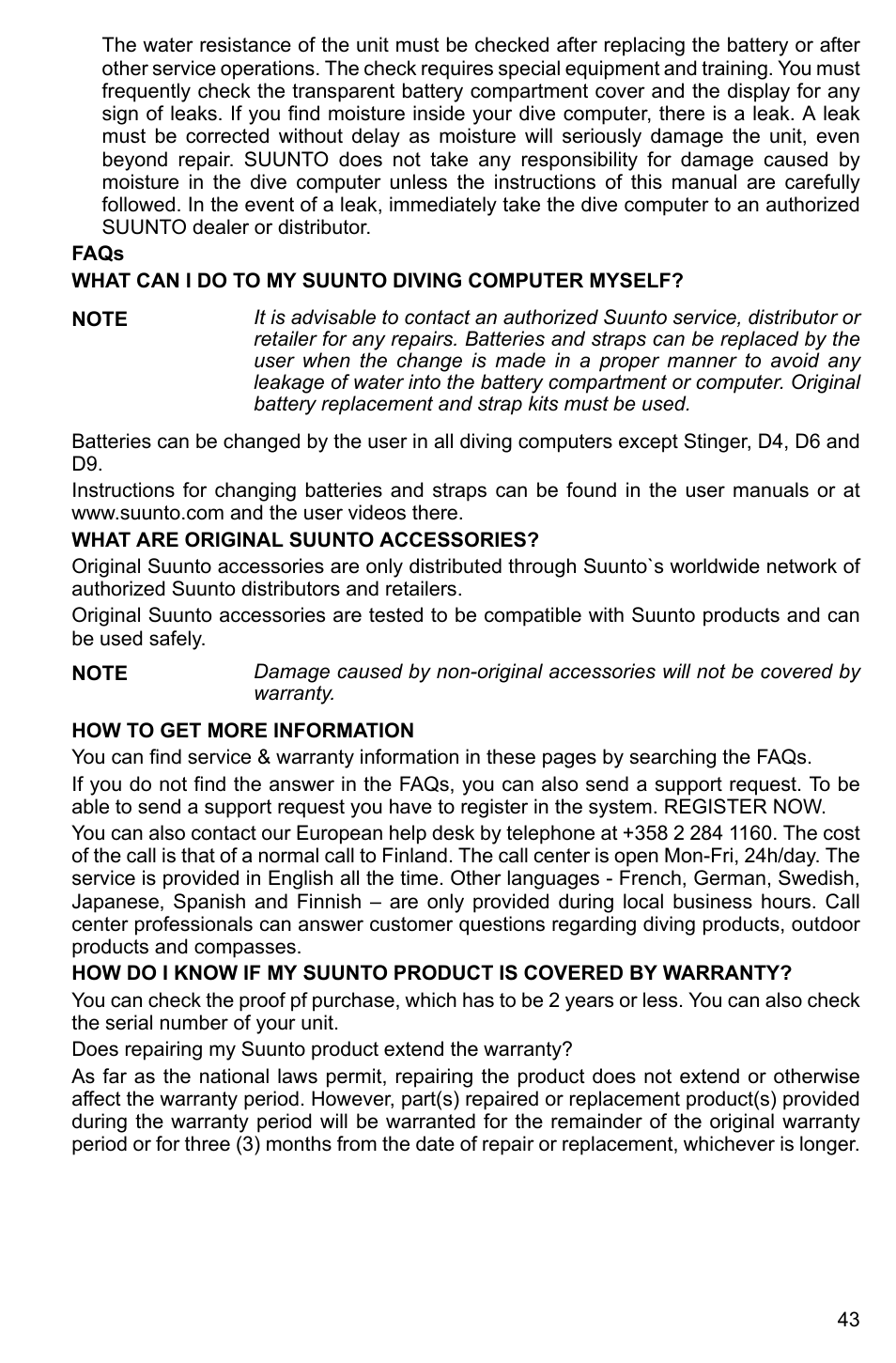 SUUNTO Cobra3 User Manual | Page 43 / 60