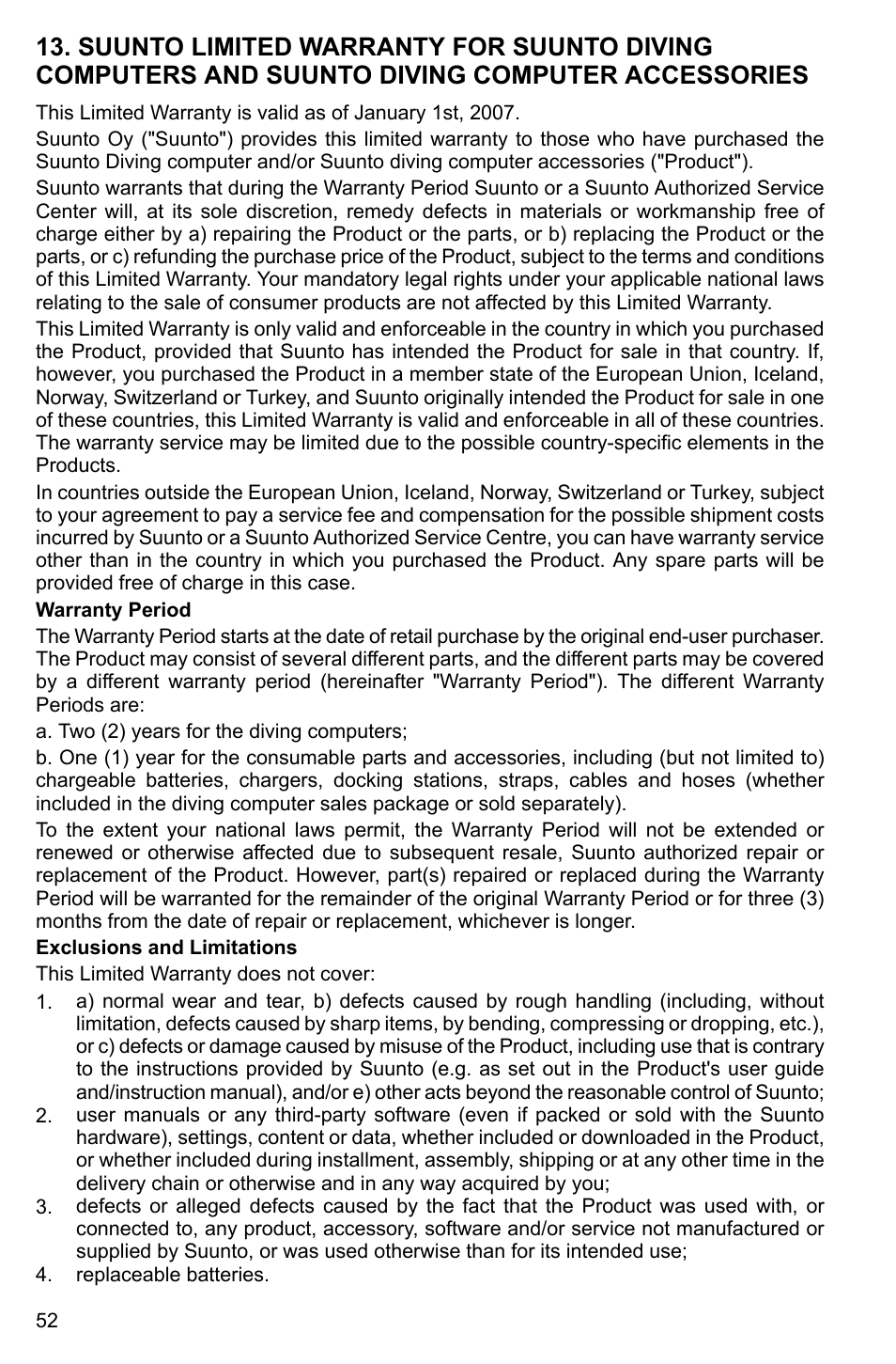 SUUNTO Cobra3 User Manual | Page 52 / 60