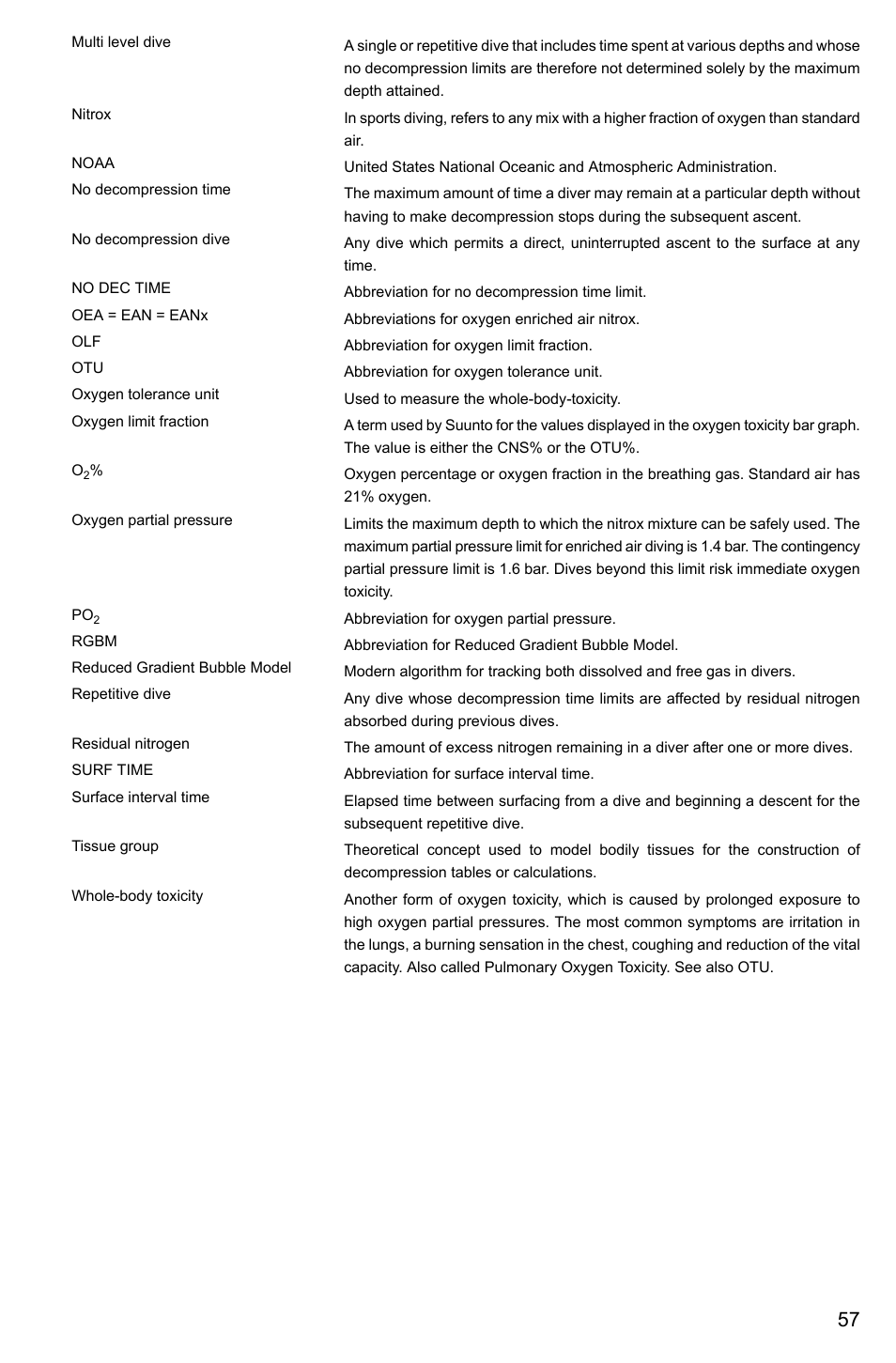 SUUNTO Cobra3 User Manual | Page 57 / 60