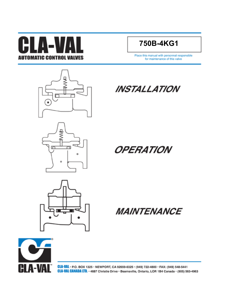 Cla-Val 750B-4KG User Manual | 25 pages