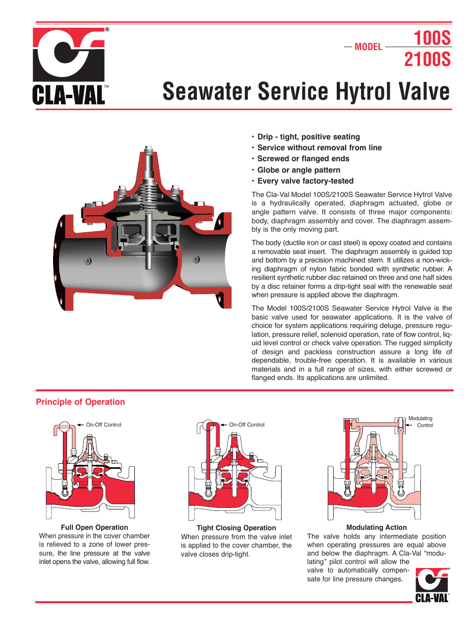 Seawater service hytrol valve | Cla-Val 50-20 User Manual | Page 7 / 33