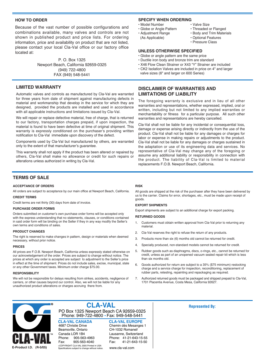 Cla-val | Cla-Val 50-49 User Manual | Page 27 / 29