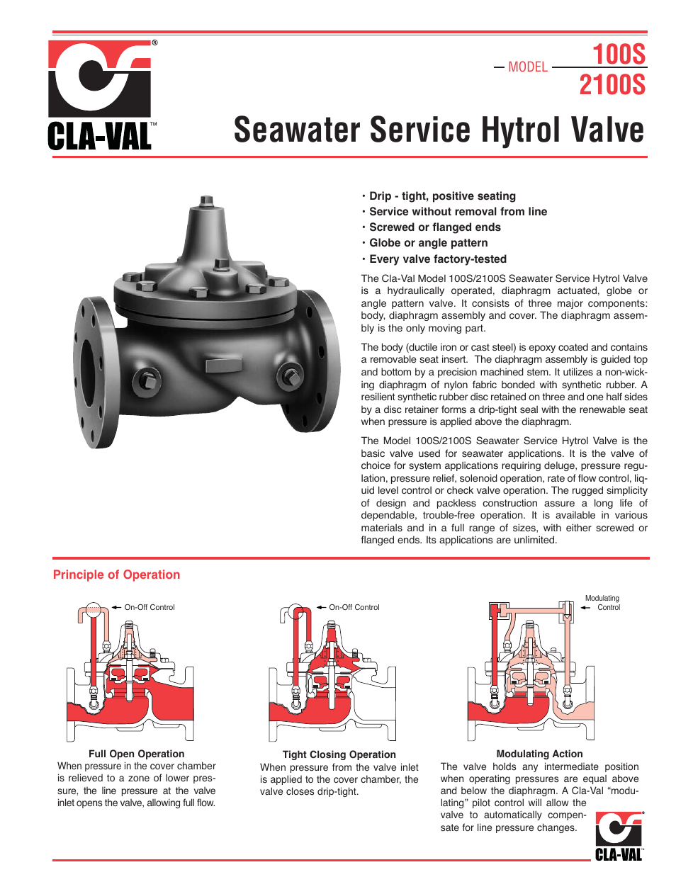 Seawater service hytrol valve | Cla-Val 90-42 User Manual | Page 7 / 28