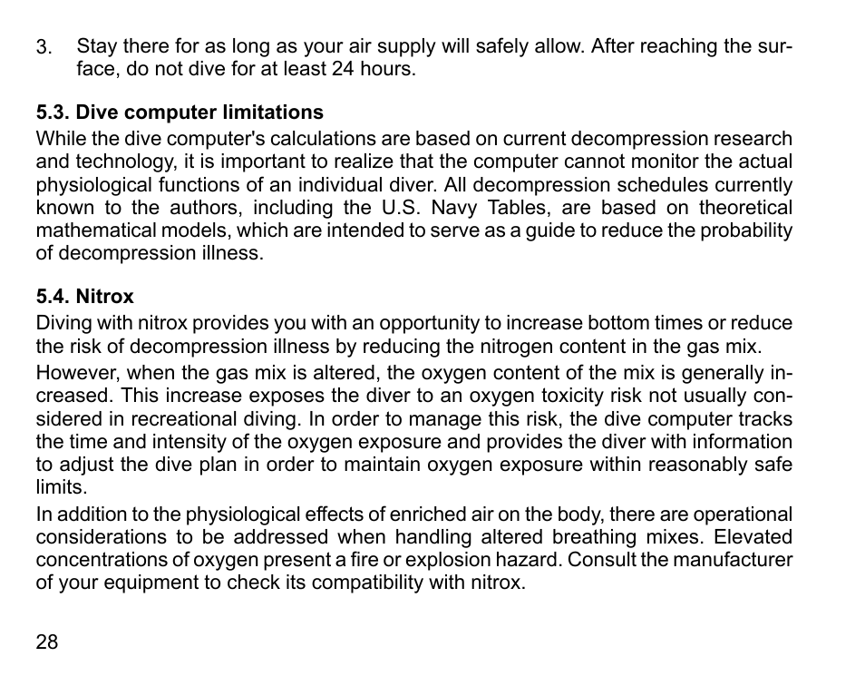 Dive computer limitations, Nitrox, 28 5.4. nitrox | SUUNTO D4 User Manual | Page 27 / 106