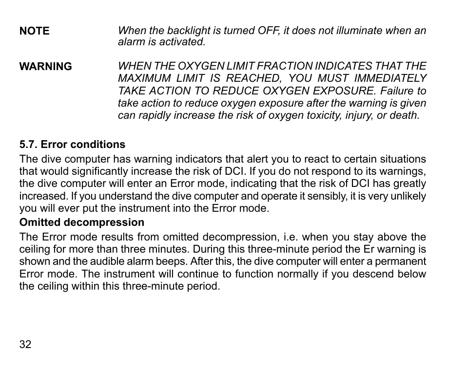 Error conditions | SUUNTO D4 User Manual | Page 31 / 106